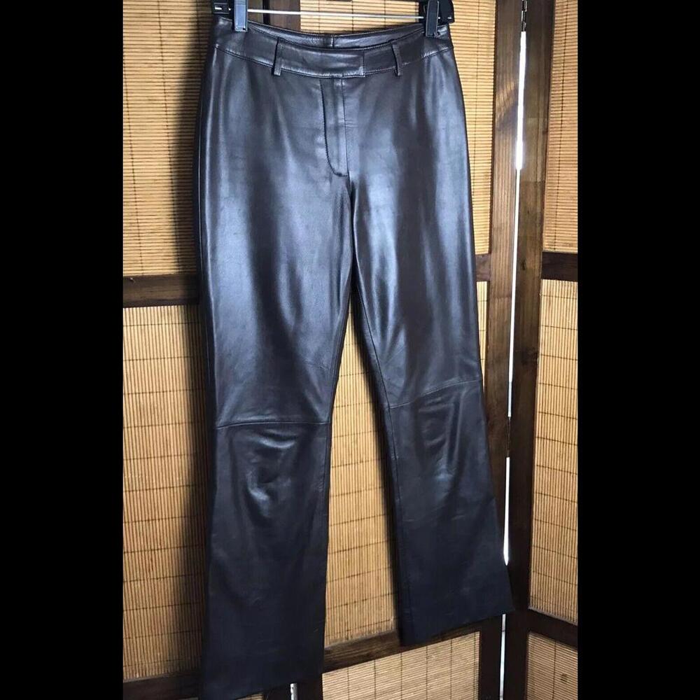 Vakko Sport leather Brown leather pants size 4